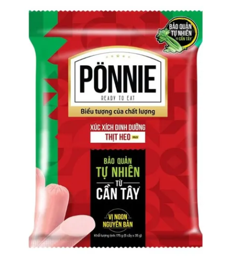 Xúc xích tiệt trùng Ponnie vị Heo gói  5cây x 35gr